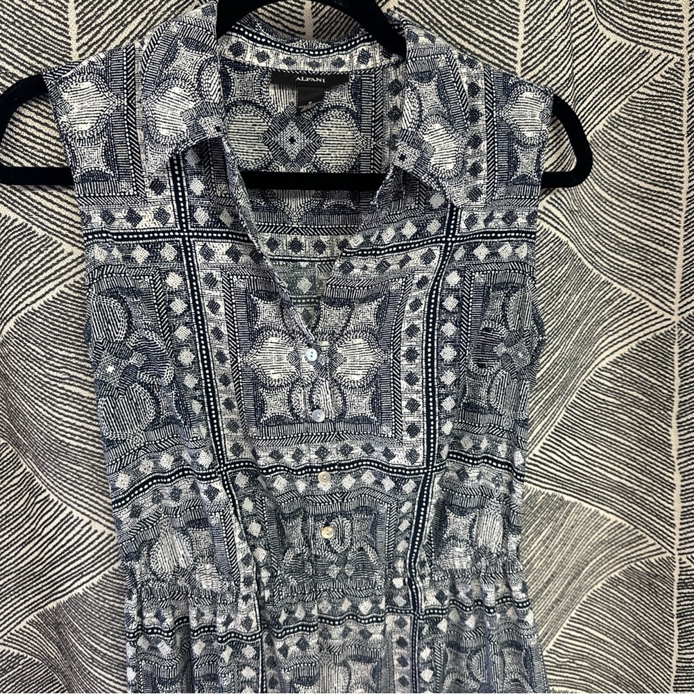 Alfani Women's Black And White Collard Sleeveless Knee Length Dress Size 6 <314> - Picture 4 of 10
